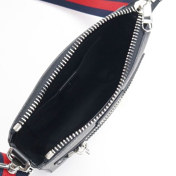 Gucci GG Diagonal Crossbody Shoulder Bag Black Gray - Picture 4 of 5